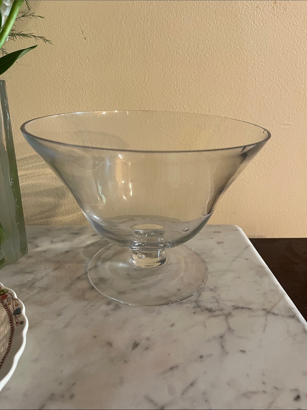 Clear Glass Footed Bowl - Simple Elegant Centerpiece